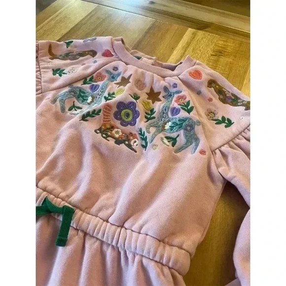 Boden Pink Embroidered Sweatshirt Dress Knee Length Casual - Picture 3 of 7